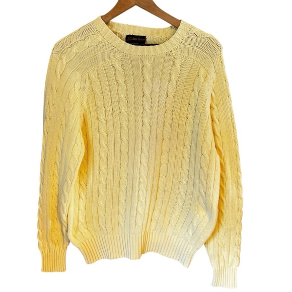 John Horan Other - John Horan Vintage Men’s Butter Yellow Cable Knit 100% Cotton Sweater Sz XL